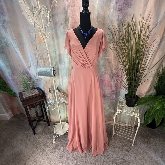 ๐Celebrate DB Studio Flutter Sleeve Formal - Bridesmaid - Prom Maxi Dress - Picture 9 of 15
